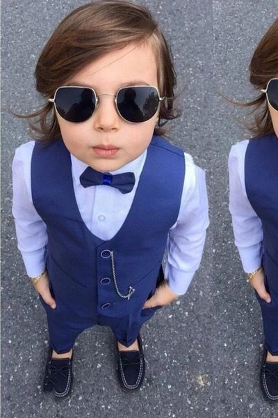 ABİYEKİDS Costum pentru băiat Indigo cu papion și vestă