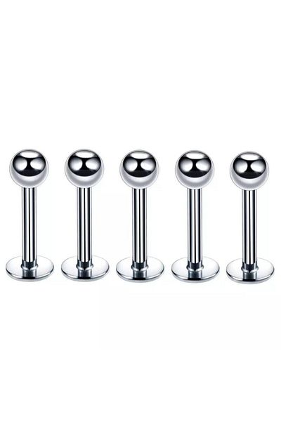 Jaida Moda 316l Surgical Steel Silver Color Set of 5 Tragus Helix Piercing