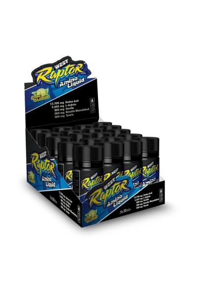 West Nutrition سائل الأحماض الأمينية رابتور - 20 أنبوبًا للتمرين المسبق، الأرجينين، الأورنيتين والتاورين