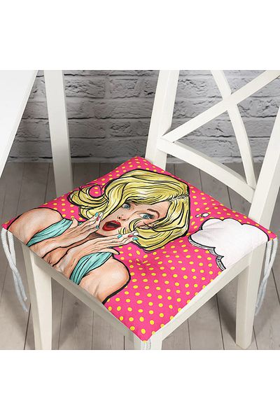 Realhomes Digital Printed Fluffy Square Chair Cushion with Pop Art Picture