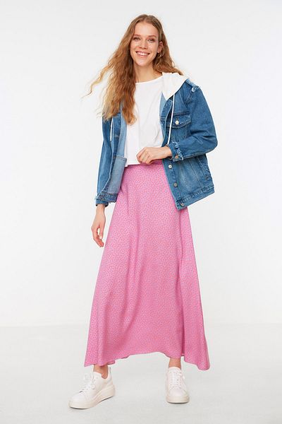 Trendyol Modest Pöttyös mintás lila csengő szőtt szoknya - TCTSS22EE0006