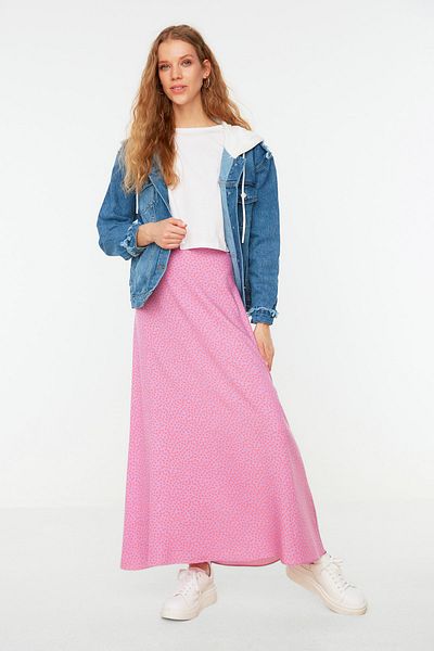 Trendyol Modest Pöttyös mintás lila csengő szőtt szoknya - TCTSS22EE0006