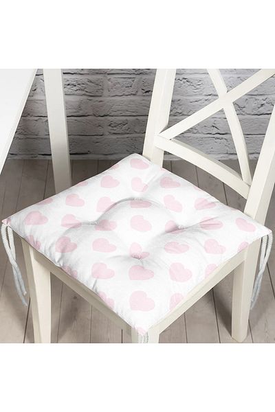 Realhomes Heart Pattern Digital Printed Fluffy Chair Cushion