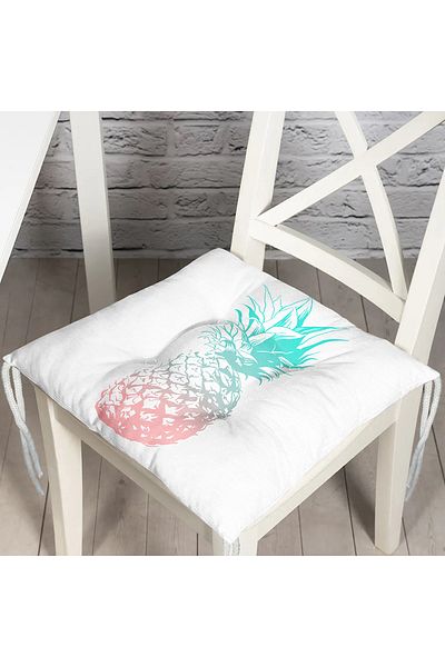 Realhomes Blue Pineapple Printed Fluffy Square Chair Cushion