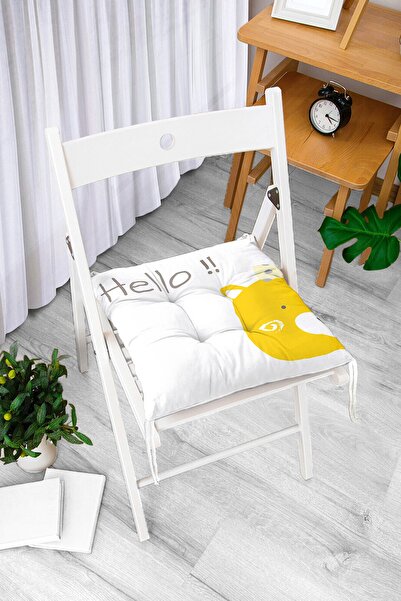 Realhomes Žuti medvedić Hello Motif, mekani jastuk za stolicu u dečjoj sobi
