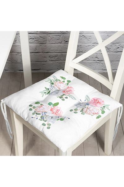 Realhomes Special Design Flower Themed Digital Printed Fluffy Square Chair Cushion