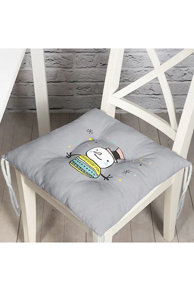 Realhomes Baby Room Gray Snowman Drawing Fluffy Chair Cushion
