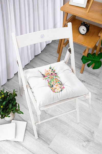 Realhomes Modern Pineapple Pattern Digital Printed Fluffy Chair Cushion