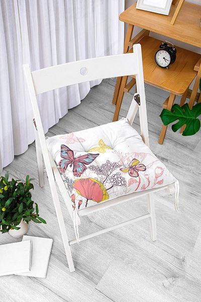Realhomes Custom Design Colorful Butterfly Patterned Digital Printed Pouf Chair Cushion