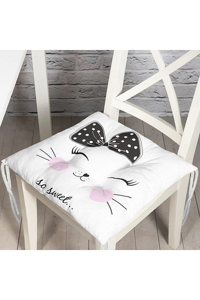 Realhomes So Sweet Motif Digital Printed Fluffy Square Chair Cushion