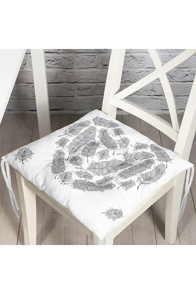 Realhomes Feather Pattern Heart Motif Digital Printed Fluffy Square Chair Cushion