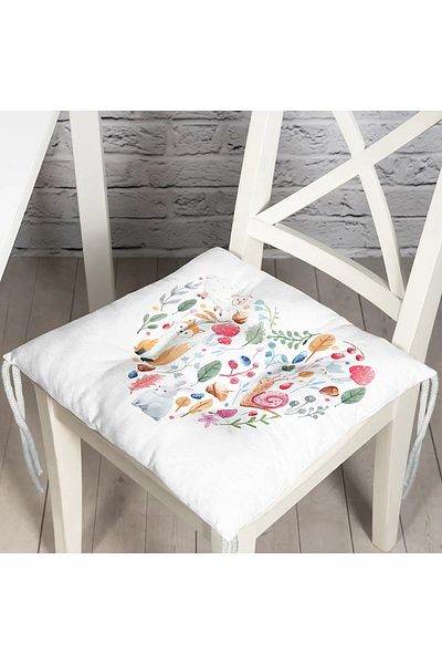 Realhomes Heart Motif Nature Themed Digital Printed Fluffy Chair Cushion