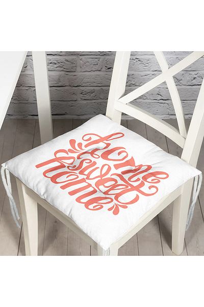 Realhomes Pomegranate Color Home Sweet Home Decorative Printed Fluffy Chair Cushion