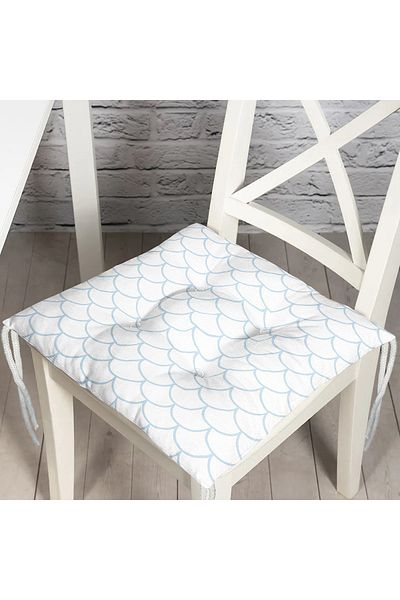 Realhomes Light Blue Geometric Patterned Digital Printed Pouf Chair Cushion 40 x 40 cm