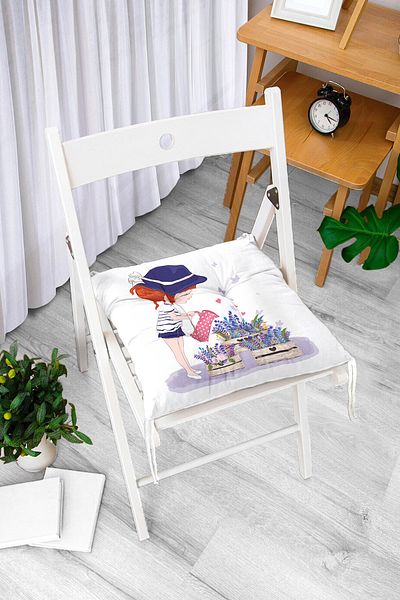 Realhomes Girl Themed Digital Printed Fluffy Square Chair Cushion