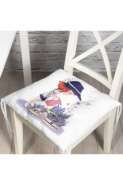 Realhomes Girl Themed Digital Printed Fluffy Square Chair Cushion