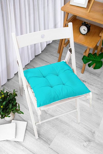 Realhomes Turquoise Colored Digital Printed Fluffy Square Chair Cushion