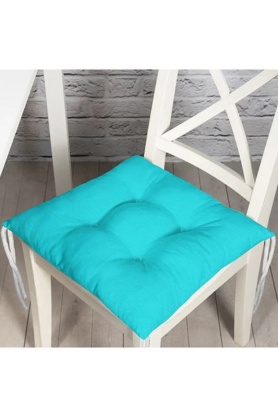 Realhomes Turquoise Colored Digital Printed Fluffy Square Chair Cushion
