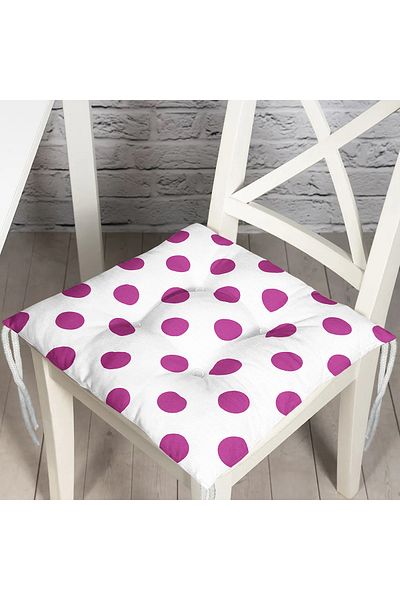 Realhomes Purple Polka Dot Digital Printed Fluffy Square Chair Cushion