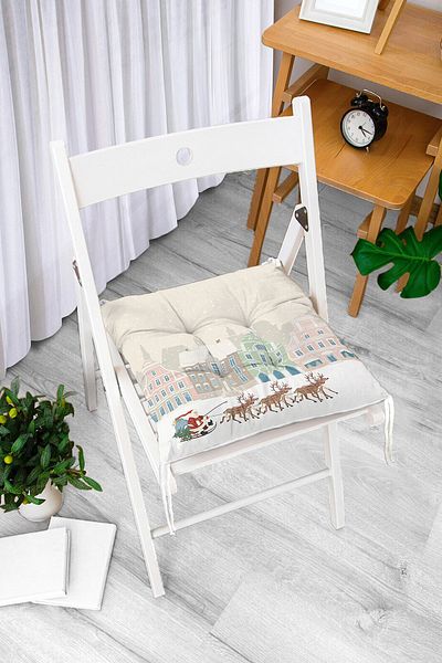 Realhomes Christmas Themed Digital Printed Fluffy Chair Cushion