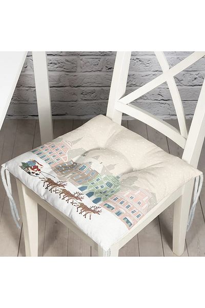 Realhomes Christmas Themed Digital Printed Fluffy Chair Cushion
