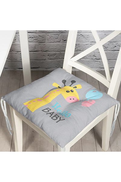 Realhomes Flowing Balloon Patterned Baby Room Fluffy Chair Cushion on Gray Floor