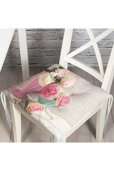 Realhomes Flower Themed Digital Printed Pouf Chair Cushion