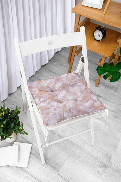 Realhomes Powder Colored Marble Patterned Digital Printed Pouf Chair Cushion