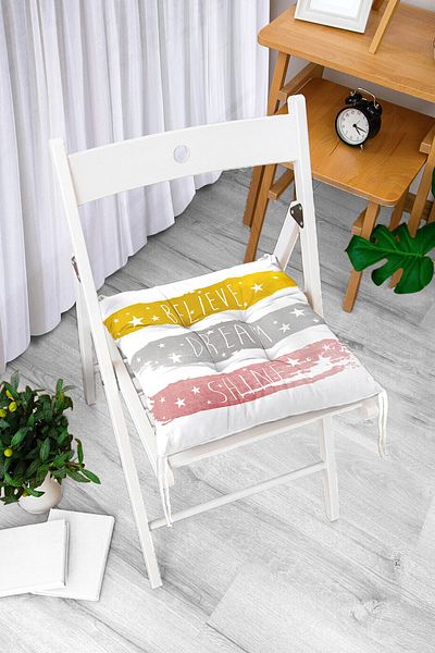 Realhomes Pernă de scaun pufoasă imprimată modernă cu desen Believe Dream Shine