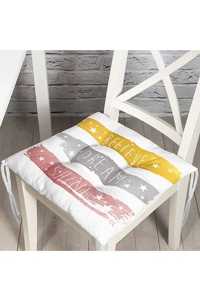 Realhomes Pernă de scaun pufoasă imprimată modernă cu desen Believe Dream Shine