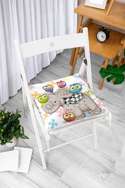 Realhomes Modern Elephant Pattern Digital Printed Fluffy Chair Cushion
