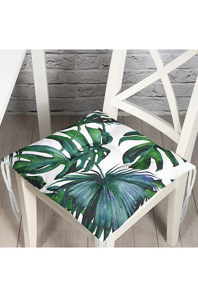 Realhomes Leaf Pattern Digital Printed Pouf Chair Cushion