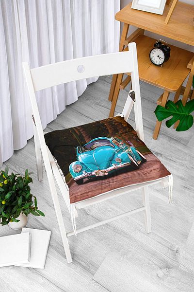 Realhomes Vosvos Illustrated Digital Printed Pouf Chair Cushion