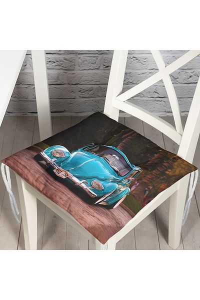 Realhomes Vosvos Illustrated Digital Printed Pouf Chair Cushion