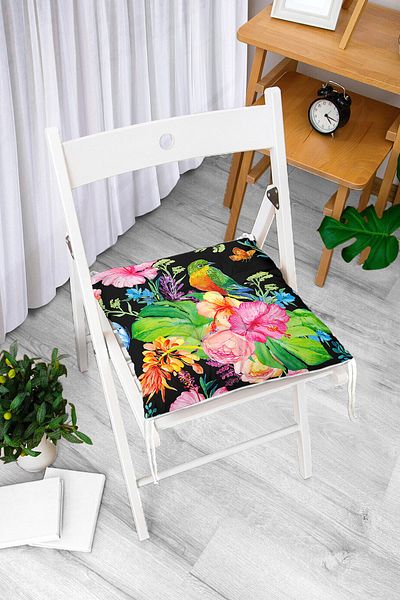 Realhomes Pernă de scaun cu puf cu design special cu motiv de flori și păsări acuarelă