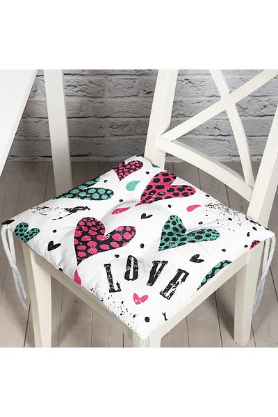 Realhomes Heart Love Patterned Fluffy Square Chair Cushion