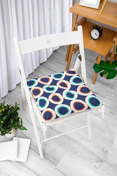 Realhomes Round Patterned Modern Digital Printed Fluffy Square Chair Cushion
