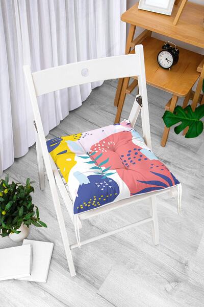 Realhomes Pernă de scaun puf modernă imprimată digital cu desen Onedraw colorat pe fundal alb