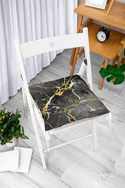 Realhomes Digitalno štampani moderni mekani jastuk za stolicu sa zlatnim crte...
