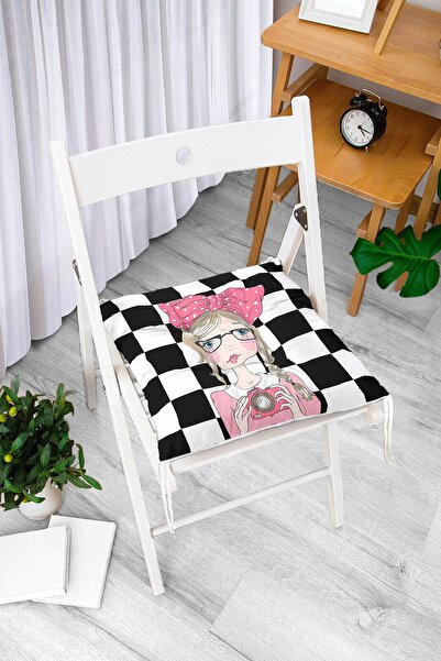 Realhomes Dama Zeminli Fotoğraf Çeken Kız Tasarımlı Dijital Baskılı Modern Po...