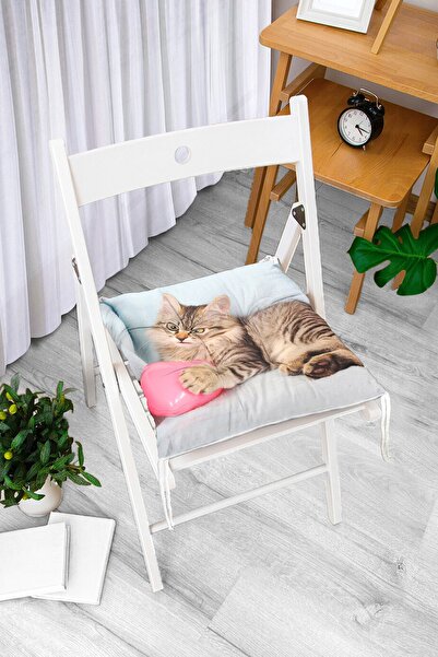 Realhomes Slatka jastučnica za stolicu sa digitalnim štampanim uzorkom mačke,...