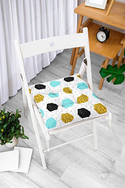Realhomes Moderni mekani jastuk za stolicu sa zlatnim detaljnim geometrijskim...