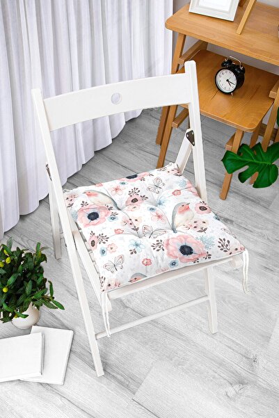 Realhomes Jastuk za stolicu sa digitalnim štampanim uzorkom ptica i cveća, mo...