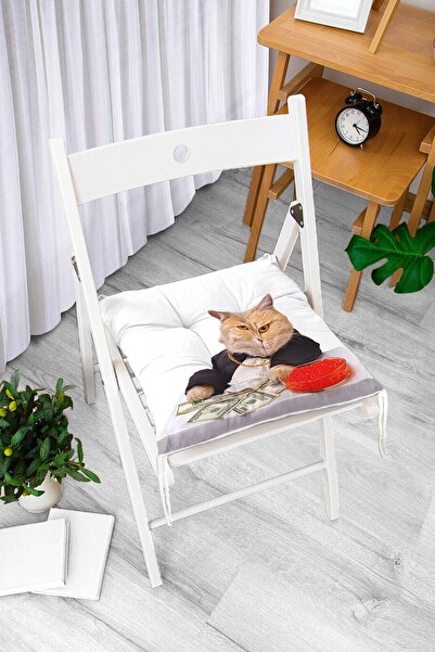 Realhomes Slatka jastučnica za stolicu sa digitalnim štampanim uzorkom mačke,...