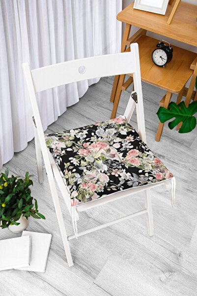 Realhomes Pernă de scaun puf modernă imprimată digital cu model de flori pe p...