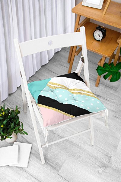 Realhomes Сучасна подушка для стільця з цифровим принтом, з геометричним малю...