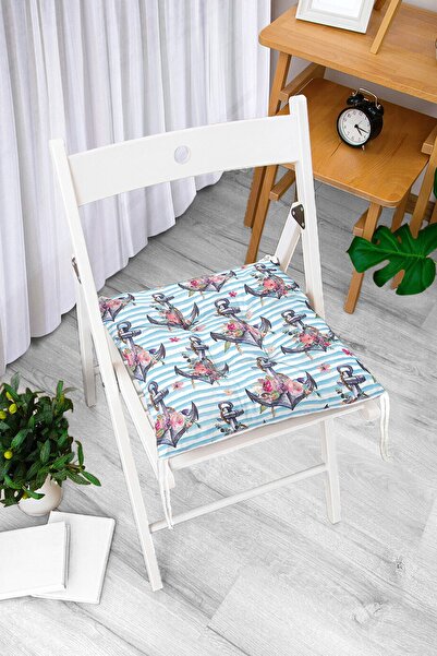 Realhomes Jastuk za stolicu sa digitalnim štampanim dizajnom plave prugaste s...