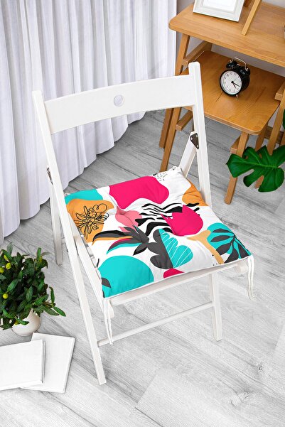 Realhomes Šareni jastuk za stolicu sa digitalnim štampanim uzorkom cvetova na...