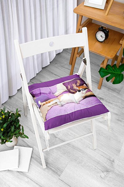 Realhomes Mačka sa naočarima, digitalno štampani moderni mekani jastuk za sto...