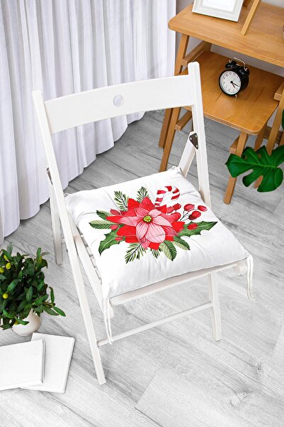 Realhomes Біла підлога з цифровим принтом у вигляді троянди, сучасна подушка ...